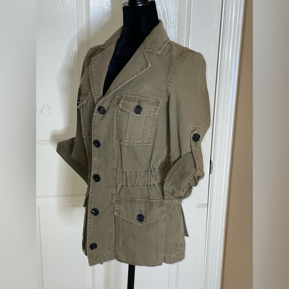 Veronica Beard Olive Green Embroidered Military Jacket - Picture 14 of 16